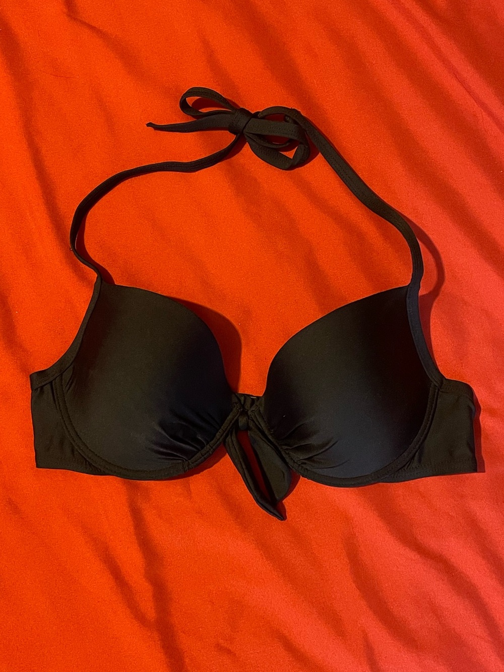 NWOT | Black Tie Front Halter Bikini Top